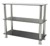 Black Glass 3 Tier Shelving Unit Shelf Storage Display Cabinet Metal Chrome Legs