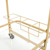 Modern Glass Drinks Trolley 2 Tier Shelves Serving Cart with Wine Bottle Holder