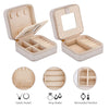 Small Portable Jewellery Box Organizer PU Leather with Mirror for Ring Necklace