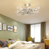 WILLOW LEAF DESIGN FLUSH FITTING 4 BULB ARM CEILING LIGHT CHANDELIER - CHROME