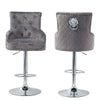 Velvet Bar Stool Chrome Stand Studded Button High Back Kitchen Chaise Chair Seat