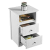 White Bedside Cabinet, Nightstand Bedside Table with 2 Drawers Cubby for Bedroom