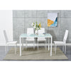 105cm 120cm Glass Dining Table and 4 /6 Padded Chairs Set Home Kitchen Furniture