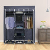 Grey Large Canvas Fabric Wardrobe with Hanging Rail Shelving Clothes 2 Styles
