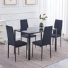 4x Velvet Dining Chairs Tempered Glass Rectangular Dining Table Diningroom Black
