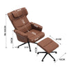 Tan Leather Swivel Chair Recliner Sofa Wingback Armchair Leisure Sofa with Stool