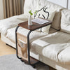 C Shaped Side Table with Wheels for Living Room Mobile Sofa Side End Tables