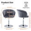1x Barstool Velvet Padded Bar Stool Metal Base Salon Breakfast Chair Adjustable