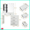 White Modern Dressing Table Mirror Vanity Makeup Desk Stool Set with LED Lights