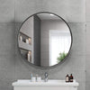 60cm Black Metal Framed Mirror Round Wall Mounted Mirror Bathroom Makeup Dress