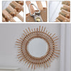 Large Rattan Home Decorative Round Glass Makeup Wall Mirror 54cm Entryway Mirror