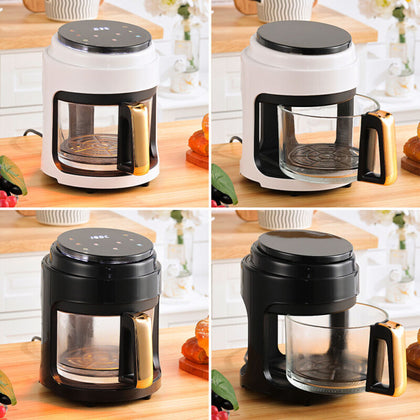 Clear Glass Air Fryer 3L Kitchen Oven 1100W Healthy Frying Cooker LowFat OilFree