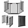 5-panel Metal Baby Pet Playpen Fireplace Fence Safety Fence w/Lockable Gate Dark