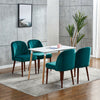 4x Velvet Dining Chairs Dinning Room Accent Side Chairs w/ Metal Leg Dark Green