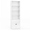 6-Tier Tall Bookshelf Wood Bookcase Organizer Display Storage Shelf W/ 2 Doors