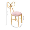 2PCS Pink Velvet Chairs Folding Dressing Vanity Makeup Stools Seats Bow Backrest