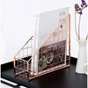 Electroplated Iron Rose Gold Book Holder Desktop Shelf File Magazine Storage