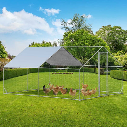 4X3M Spire-Shaped Chicken Coop Galvanized Metal Hen House Ducks Walk-in Pen Run