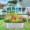 Outdoor Metal Raised Garden Bed Oval Elevated Flower Herbs Planter Growing Box