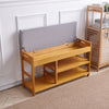 2 Tier Wooden Hallway Shoe Rack Storage Bench Bed End Stool Fabric Padded Seat