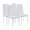 4x White Faux Leather Dining Chairs Tempered Glass Dining Table Dining Room Set