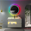 Round Bathroom Mirror with RGB Backlit Stepless Colors Adjustable Circle Beauty