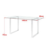 Tempered Glass Dining Table Rectangle Stand Coffee Desk with Chrome Legs Kitchen