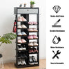7+6 Tier Wooden Shoe Storage Rack Entryway Display Organizer with Drawer & Hooks