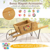 Wooden Wagon Planter Stand Garden Patio Wheelbarrow Flower Cart Decoration