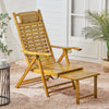 Bamboo Reclining Summer Garden Leisure Sun Lounger Deck Folding Patio Camp Chair