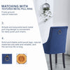 2pcs Blue Velvet Dining Chairs Button-Tufted Upholstered with Rivets Ring Pull