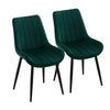2x Dining Chairs Set Velvet Upholstered Stripe Back Dining Room Reception Chair