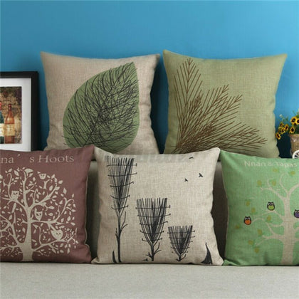Cotton Linen Forest Throw Pillow Case Cover Bed Sofa Pack Cushion Home Dec