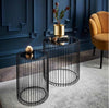 Set Of 2 Round Cage Table With Mirror Top Coffee Table Side Table Living Room