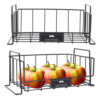Large Storage Basket Wire Fruit Rack Stackable Basketey Tower Shelf Organizer UK
