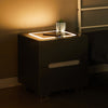 Grey Bedside Tables Cabinets Wireless Charging LED Lights Bedroom 2 Drawers