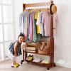 Heavy Duty Vintage Wood Clothes Rail Rolling Hanging Garment Rack Storage Shelf