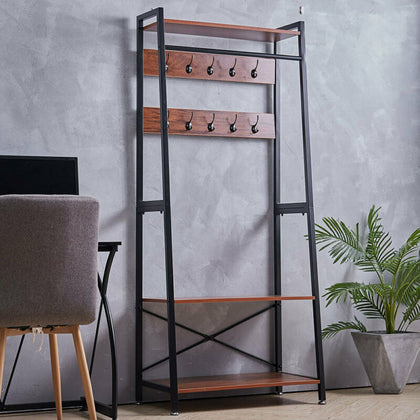 Hall Metal Coat Hat Shoe Rack Stand Clothes Bench Stand Hanger Shelves Storage