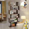 6-tier Bookcase Industrial S-Shaped Bookshelf Wooden Storage Display Shelf Home