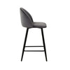 2X Velvet Bar Stools Breakfast Stool Kitchen Pub Chairs Grey 75cm Seat High