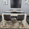 Kitchen Dining Table And 4 Chairs Wooden White Table Tufted Velvet Grey Chairs