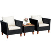 3 Piece Outdoor Rattan Furniture Set Sectional Patio Bistro Sofas & Table Set