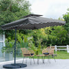 Garden Parasol Banana Cantilever Umbrella Crank Sun Shade Patio Outdoor W/ Base