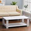 White Finish 80/100/120cm Coffee Table MDF Wood Effect Legs LivingRoom Furniture