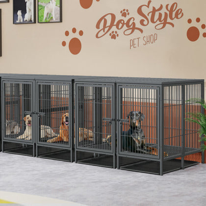 Heavy Duty Dog Cage Strong Metal Crate Pet Playpen Kennel Partition for 2 Dogs