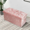 Crushed Velvet Diamante Ottoman Storage Box Folding Stool Space Saving Pink Grey