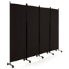 Rolling 4-Panel Room Divider 172cm Folding Privacy Screen Portable Wall Divider