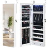 LED Lights Jewelry Cabinet Lockable Wall/Door Mounted Jewelry Armoire W/ Mirror