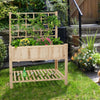 Wooden Raised Garden Bed w/ Trellis Outdoor Elevated Planter Box w/Storage Shelf