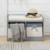Vintage Storage Bench Woven Basket Window Seat Padded Ottoman Shoe Cabinet Porch